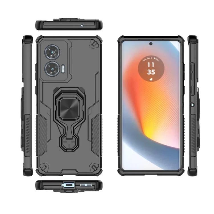 For Motorola Edge 50 Fusion 5G WANLONFENG Metal Kickstand Phone Case with Screen Protector