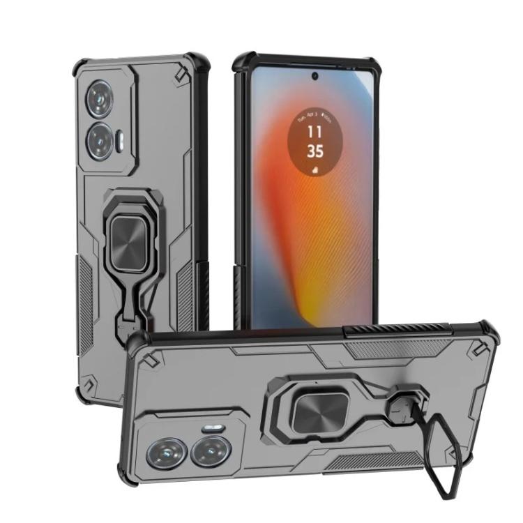 For Motorola Edge 50 Fusion 5G WANLONFENG Metal Kickstand Phone Case with Screen Protector
