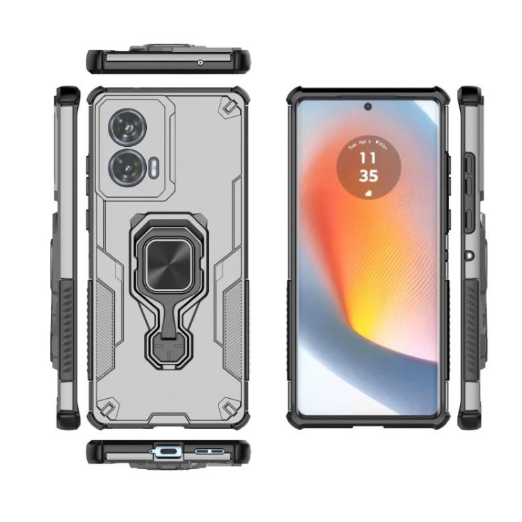 For Motorola Edge 50 Fusion 5G WANLONFENG Metal Kickstand Phone Case with Screen Protector