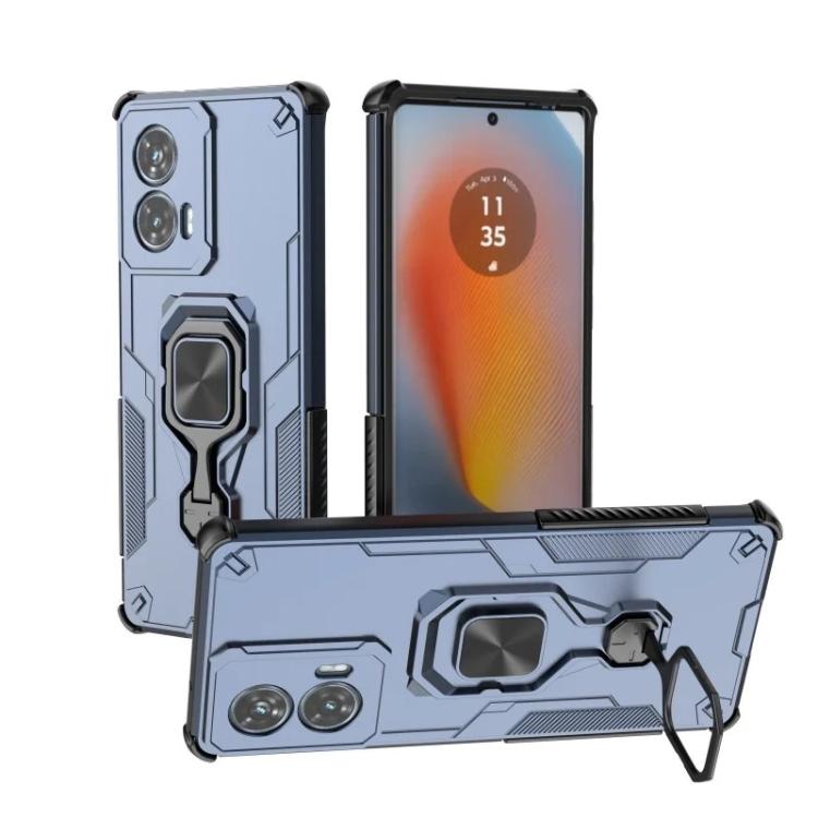 For Motorola Edge 50 Fusion 5G WANLONFENG Metal Kickstand Phone Case with Screen Protector