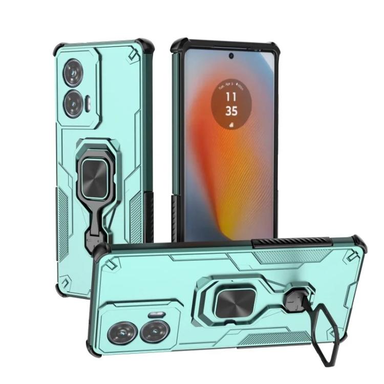 For Motorola Edge 50 Fusion 5G WANLONFENG Metal Kickstand Phone Case with Screen Protector