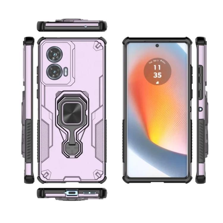 For Motorola Edge 50 Fusion 5G WANLONFENG Metal Kickstand Phone Case with Screen Protector