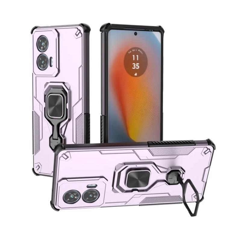 For Motorola Edge 50 Fusion 5G WANLONFENG Metal Kickstand Phone Case with Screen Protector