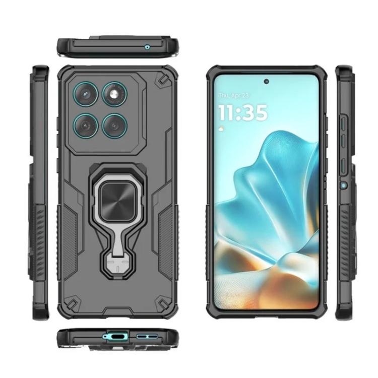 For Motorola Edge 60 Pro 5G WANLONFENG Metal Kickstand Phone Case with Screen Protector