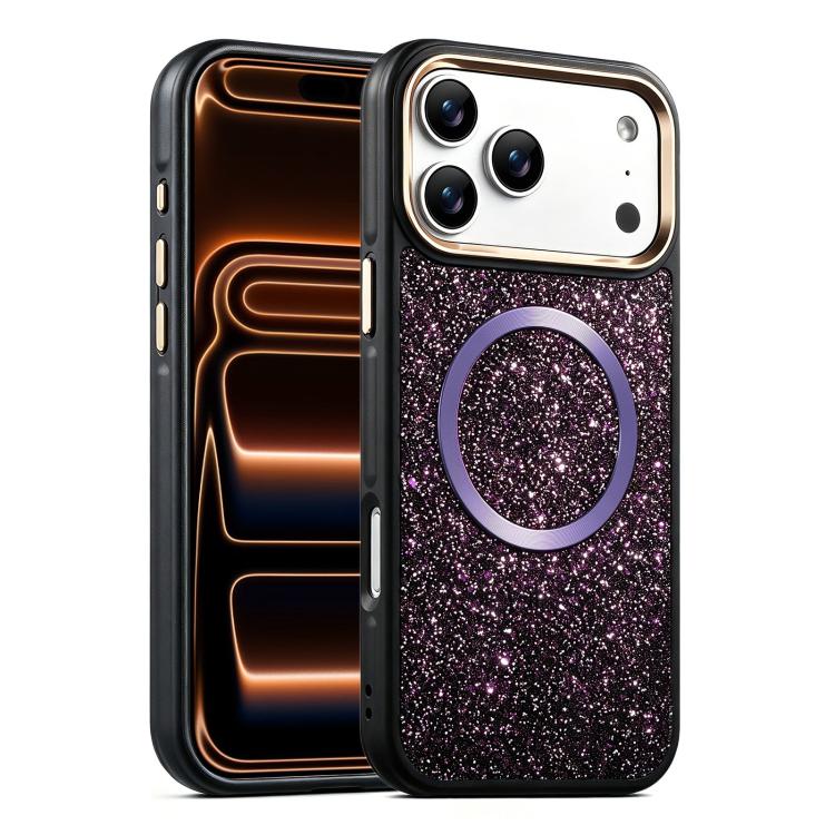 For iPhone 17 Pro Max Glitter Airbag Shockproof Magnetic Phone Case