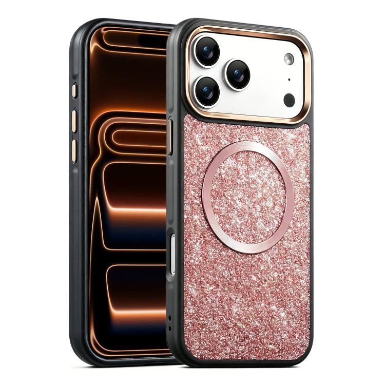 For iPhone 17 Pro Max Glitter Airbag Shockproof Magnetic Phone Case