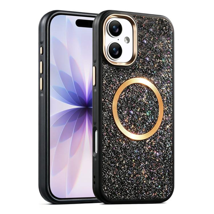 For iPhone 17 Glitter Airbag Shockproof Magnetic Phone Case