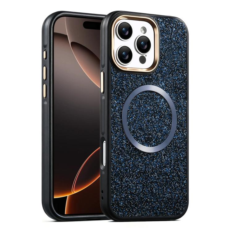 For iPhone 16 Pro Glitter Airbag Shockproof Magnetic Phone Case