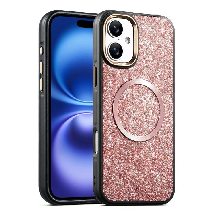 For iPhone 16 Glitter Airbag Shockproof Magnetic Phone Case