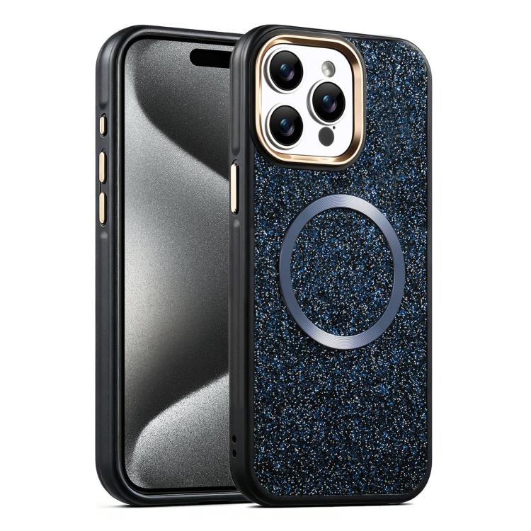 For iPhone 15 Pro Max Glitter Airbag Shockproof Magnetic Phone Case