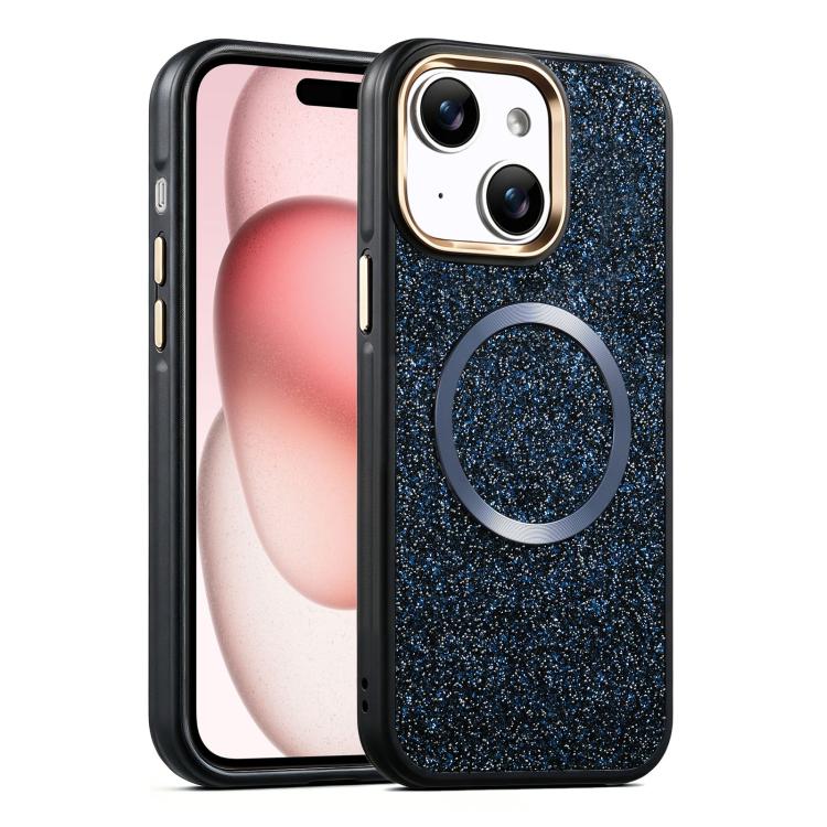 For iPhone 15 Glitter Airbag Shockproof Magnetic Phone Case