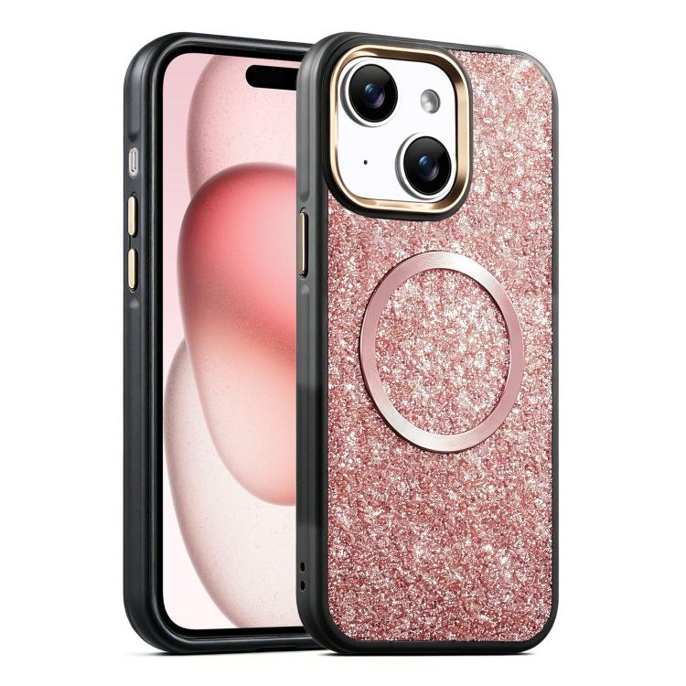 For iPhone 15 Glitter Airbag Shockproof Magnetic Phone Case