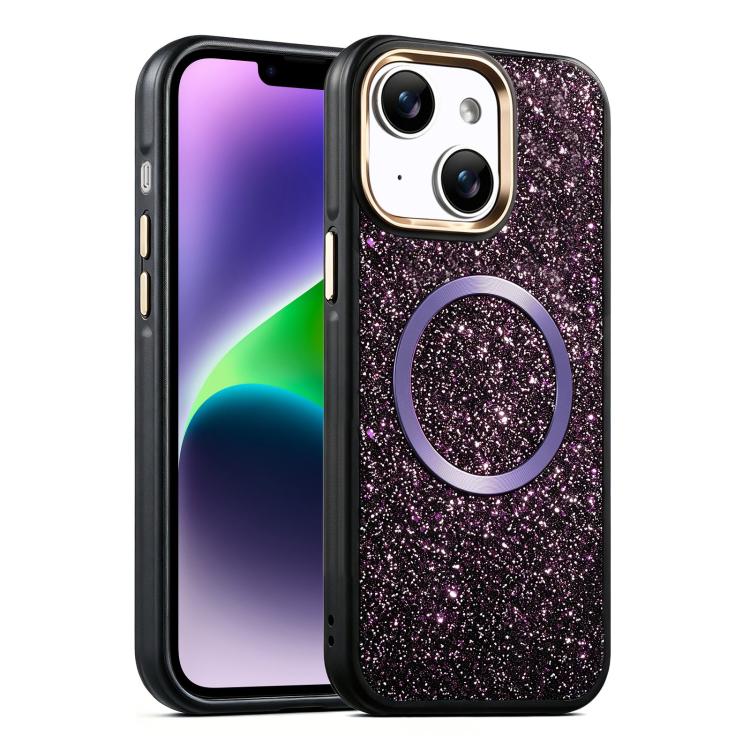 For iPhone 14 / 13 Glitter Airbag Shockproof Magnetic Phone Case