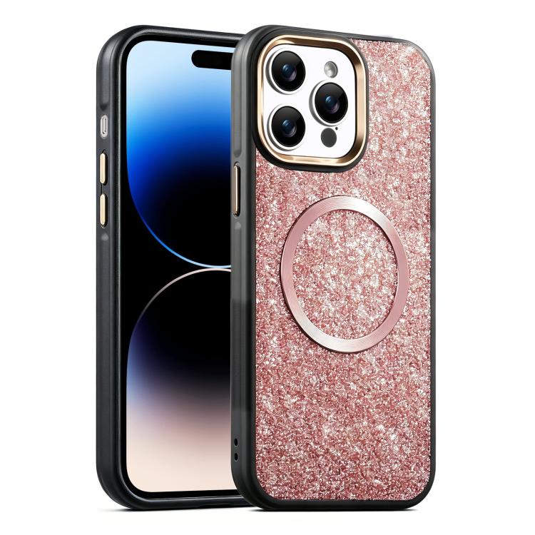 For iPhone 14 Pro Glitter Airbag Shockproof Magnetic Phone Case