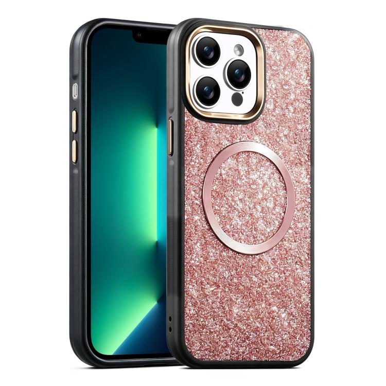 For iPhone 13 Pro Max Glitter Airbag Shockproof Magnetic Phone Case