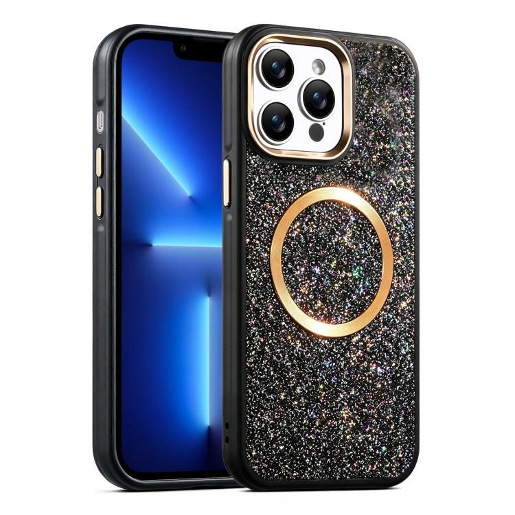 For iPhone 13 Pro Glitter Airbag Shockproof Magnetic Phone Case