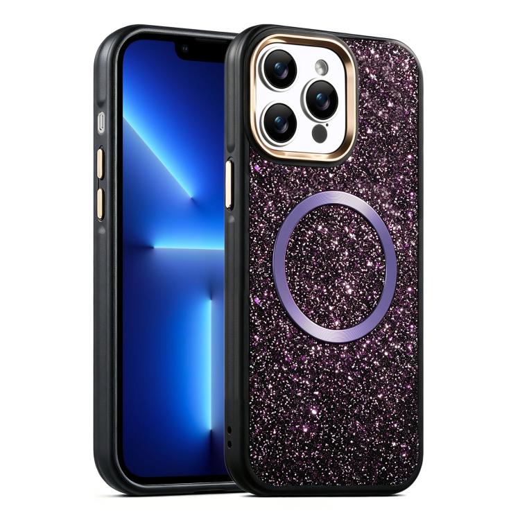 For iPhone 13 Pro Glitter Airbag Shockproof Magnetic Phone Case
