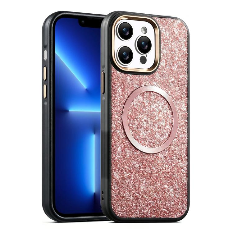 For iPhone 13 Pro Glitter Airbag Shockproof Magnetic Phone Case