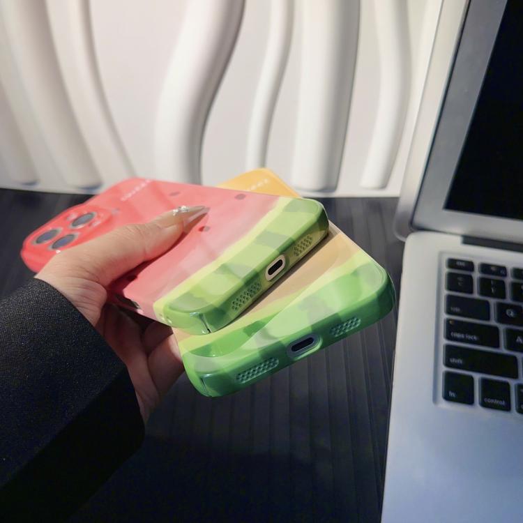 For iPhone 15 Pro Max Watercolor Watermelon Pattern PC Phone Case