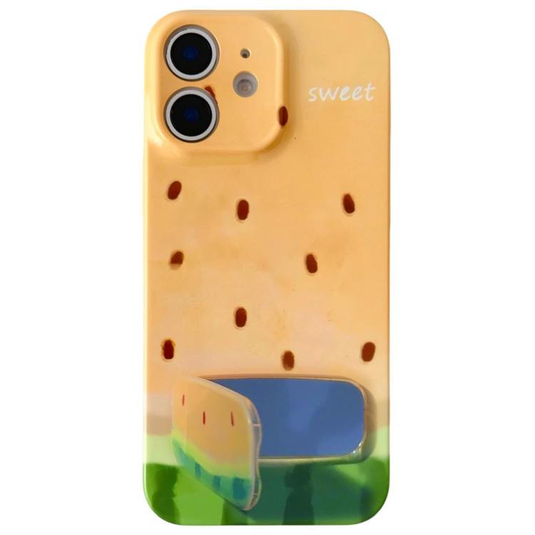 For iPhone 12 Watercolor Watermelon Pattern Holder PC Phone Case