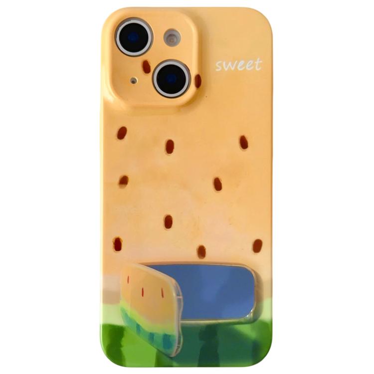 For iPhone 15 Plus Watercolor Watermelon Pattern Holder PC Phone Case