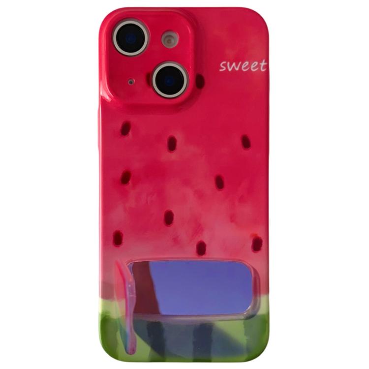 For iPhone 15 Plus Watercolor Watermelon Pattern Holder PC Phone Case