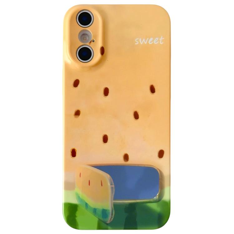 For iPhone XS / X Watercolor Watermelon Pattern Holder PC Phone Case