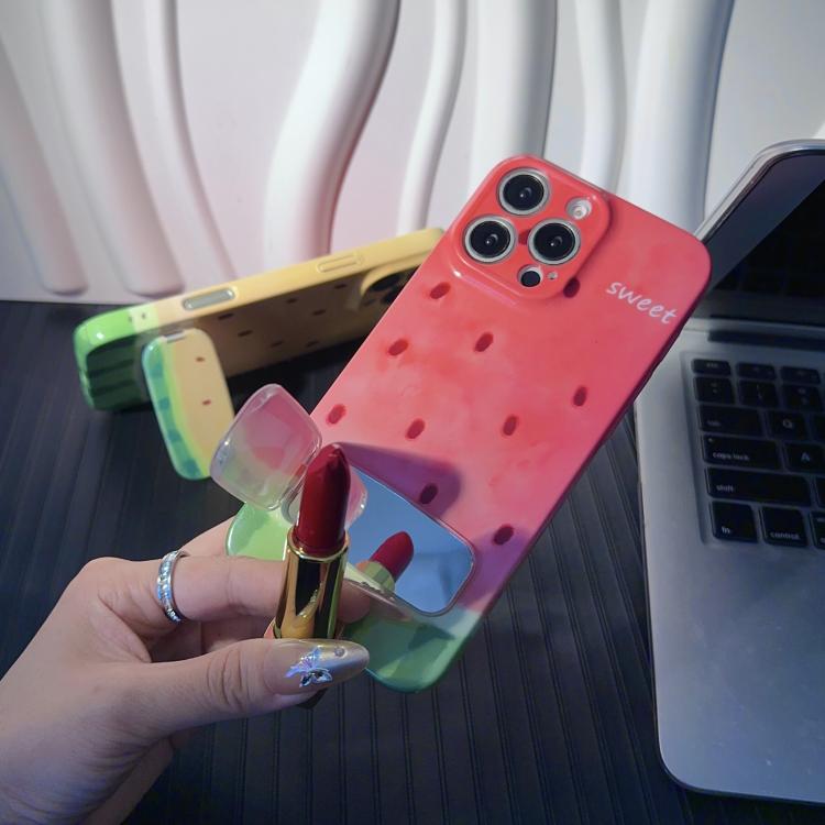 For iPhone 14 Pro Max Watercolor Watermelon Pattern Holder PC Phone Case
