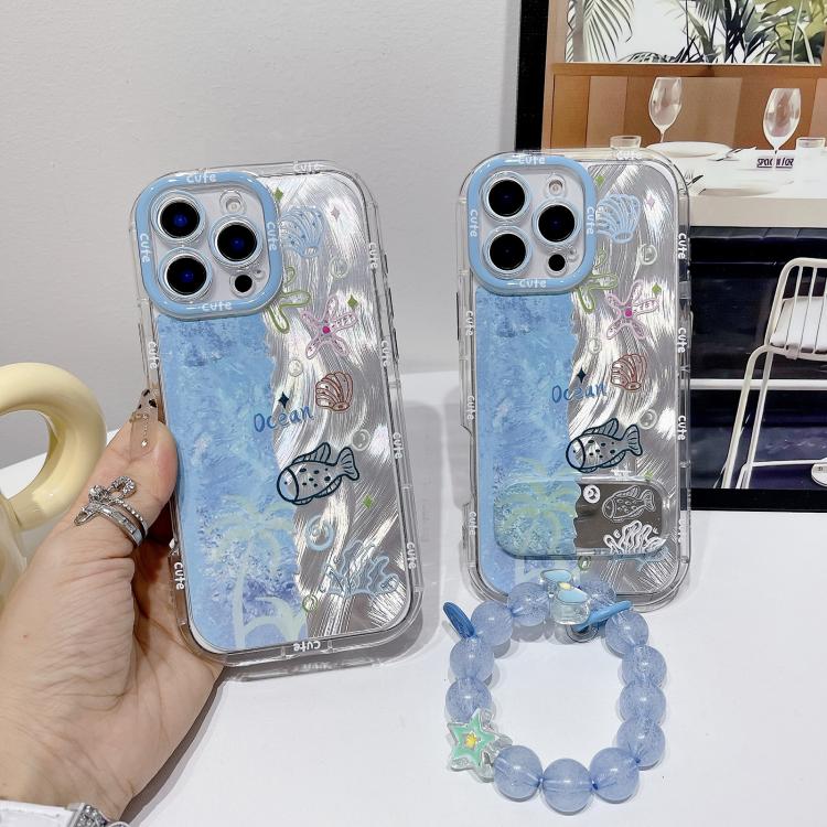 For iPhone 12 Pro IMD Ocean World Puffy Frosted PC Phone Case