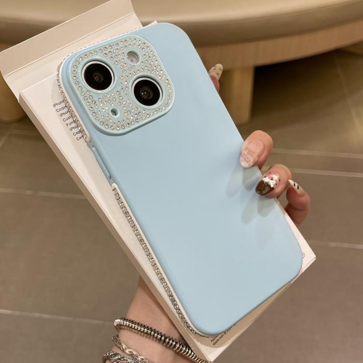 For iPhone 15 Plus / 14 Plus Full Diamond Large Window IMD Edge Diamond Frosted TPU Phone Case