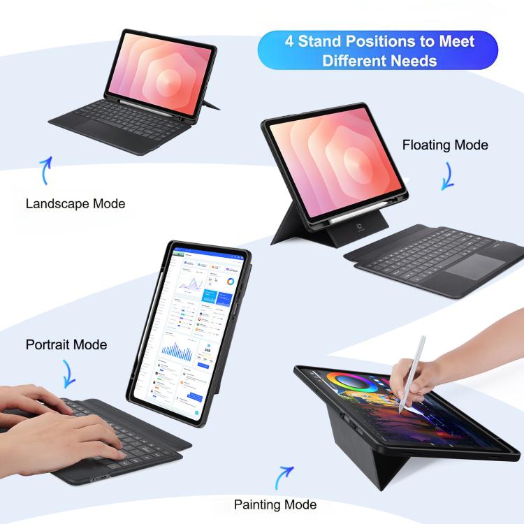 For Galaxy Tab S11 DUX DUCIS DK Series Arabic Layout Backlit Bluetooth Keyboard Case - Black