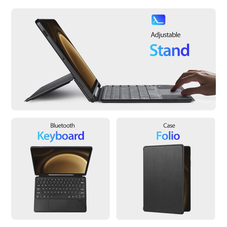 For Galaxy Tab S10+ / S9+ / S9 FE+ DUX DUCIS DK Series Arabic Layout Backlit Bluetooth Keyboard Case - Black