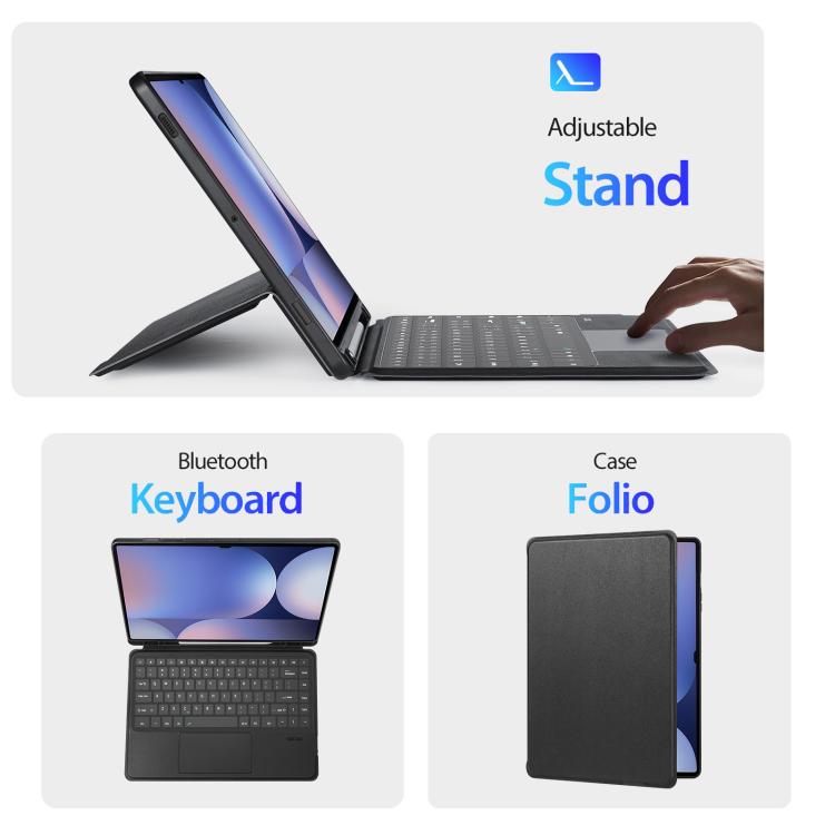 For Galaxy Tab S10 Ultra / S9 Ultra DUX DUCIS DK Series Arabic Layout Backlit Bluetooth Keyboard Case - Black
