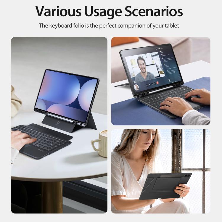 For Galaxy Tab S10 Ultra / S9 Ultra DUX DUCIS DK Series Arabic Layout Backlit Bluetooth Keyboard Case - Black