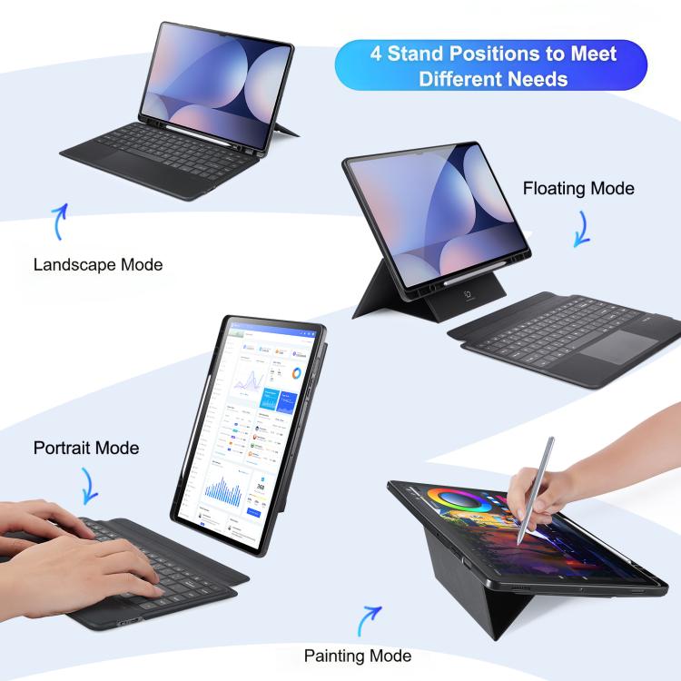 For Galaxy Tab S10 Ultra / S9 Ultra DUX DUCIS DK Series Arabic Layout Backlit Bluetooth Keyboard Case - Black