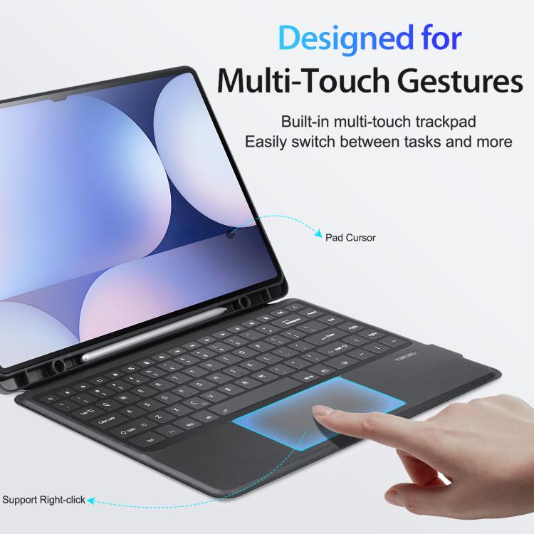 For Galaxy Tab S10 Ultra / S9 Ultra DUX DUCIS DK Series Arabic Layout Backlit Bluetooth Keyboard Case - Black