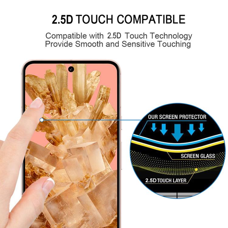 For Google Pixel 8 Full Glue Screen Tempered Glass Film, Support Fingerprint Unlocking