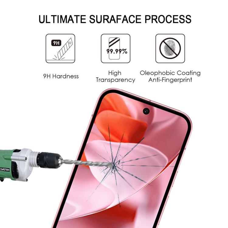 For Google Pixel 9 25pcs Full Glue Screen Tempered Glass Film, Support Fingerprint Unlocking