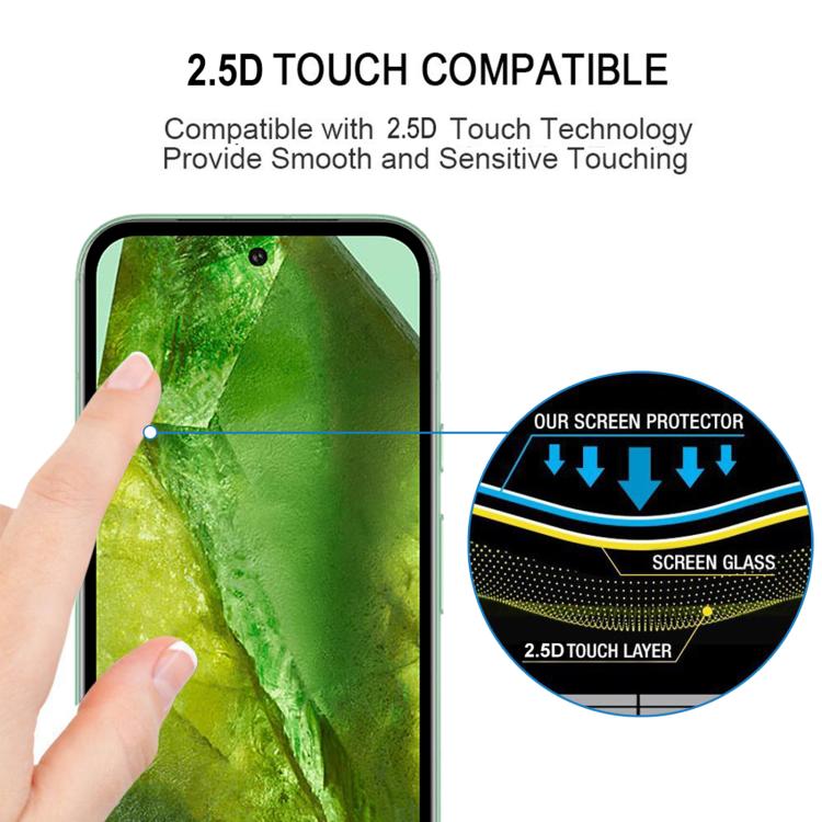 For Google Pixel 8a 25pcs Full Glue Screen Tempered Glass Film, Support Fingerprint Unlocking