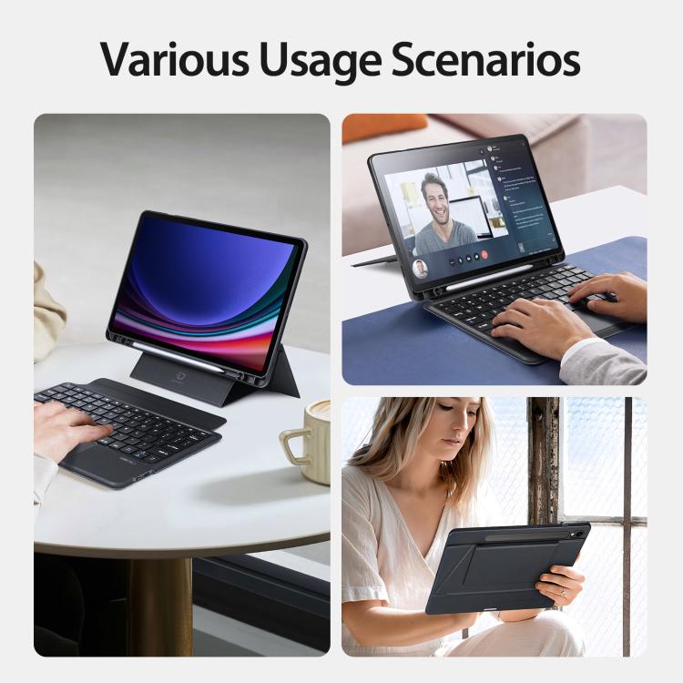 For Galaxy Tab S10 Lite / S10 FE / S9 DUX DUCIS DK Series Czech Layout Backlit Bluetooth Keyboard Case - Black