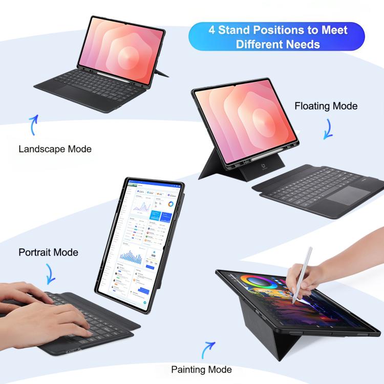 For Galaxy Tab S11 Ultra DUX DUCIS DK Series Czech Layout Backlit Bluetooth Keyboard Case - Black