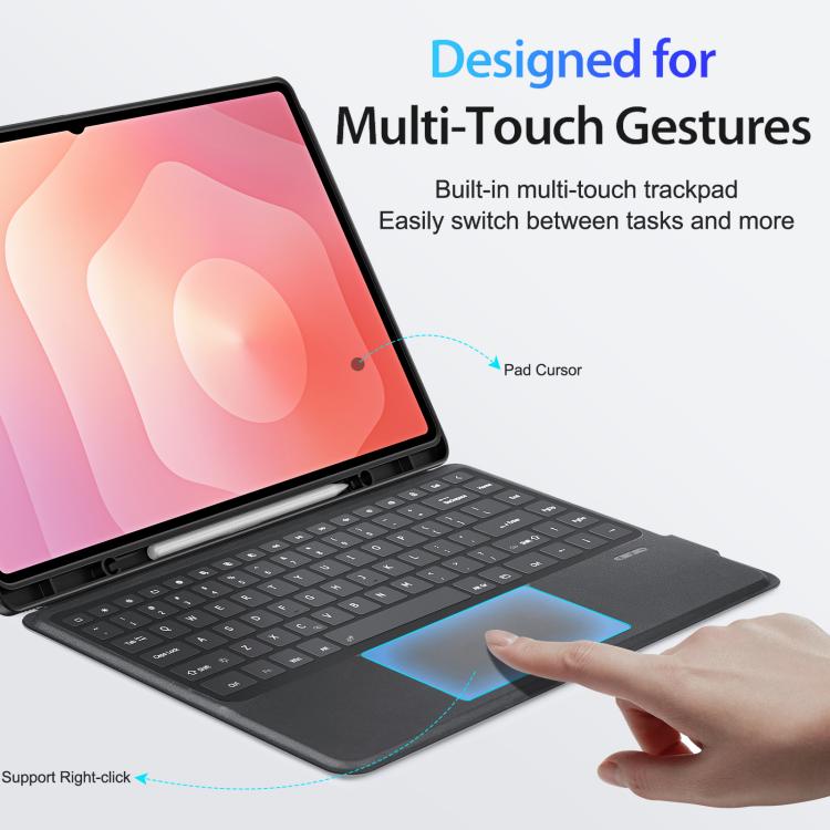 For Galaxy Tab S11 Ultra DUX DUCIS DK Series Czech Layout Backlit Bluetooth Keyboard Case - Black