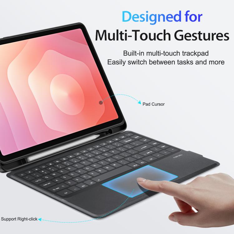 For Galaxy Tab S11 DUX DUCIS DK Series French Layout Backlit Bluetooth Keyboard Case - Black