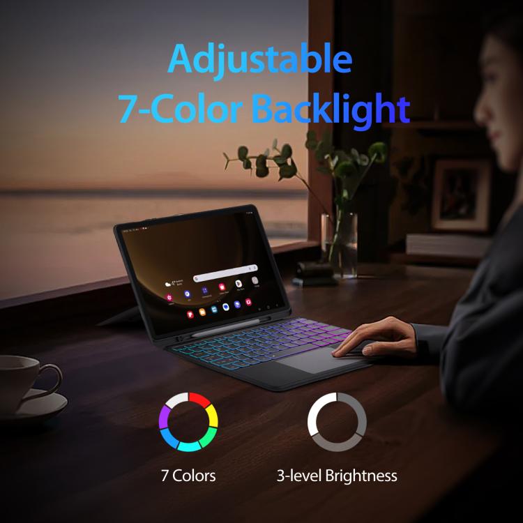 For Galaxy Tab S10 FE+ DUX DUCIS DK Series French Layout Backlit Bluetooth Keyboard Case - Black