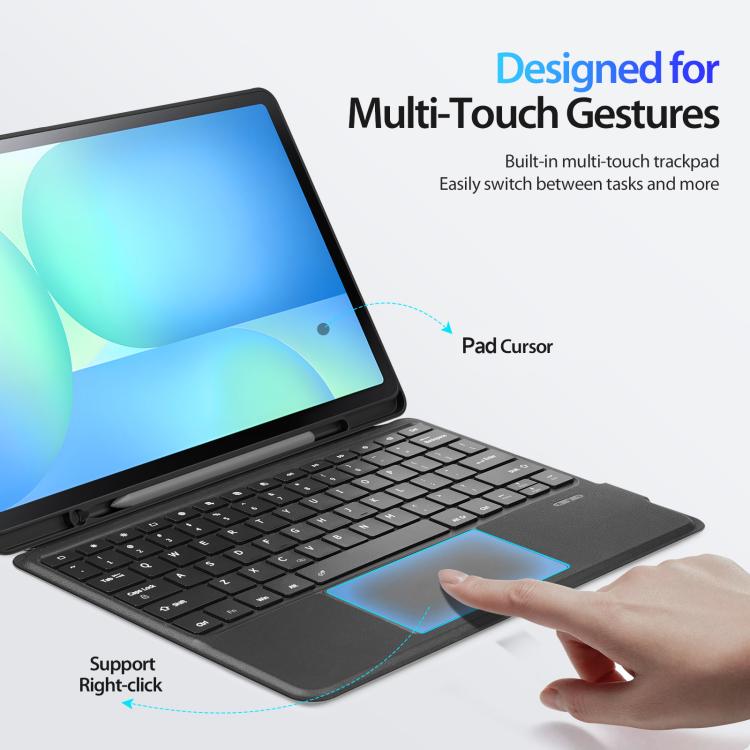 For Galaxy Tab S10 FE+ DUX DUCIS DK Series French Layout Backlit Bluetooth Keyboard Case - Black