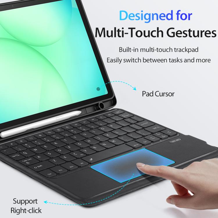 For Galaxy Tab A11+ / Tab A9+ DUX DUCIS DK Series Germany Layout Backlit Bluetooth Keyboard Case - Black