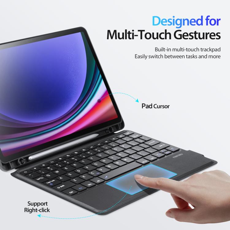 For Galaxy Tab S10 Lite / S10 FE / S9 DUX DUCIS DK Series Germany Layout Backlit Bluetooth Keyboard Case - Black