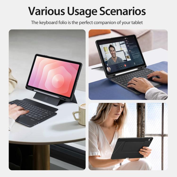 For Galaxy Tab S11 DUX DUCIS DK Series Germany Layout Backlit Bluetooth Keyboard Case - Black