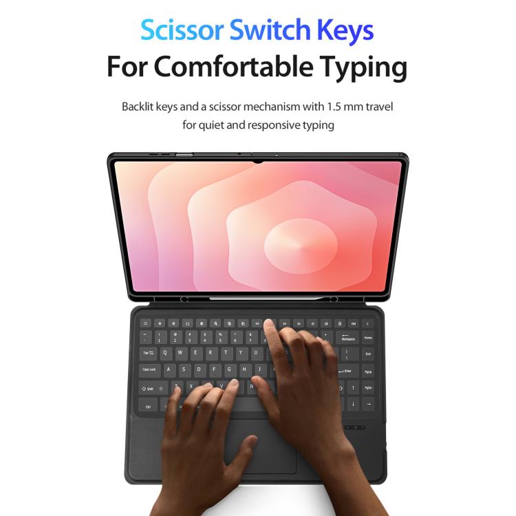 For Galaxy Tab S11 Ultra DUX DUCIS DK Series Germany Layout Backlit Bluetooth Keyboard Case - Black