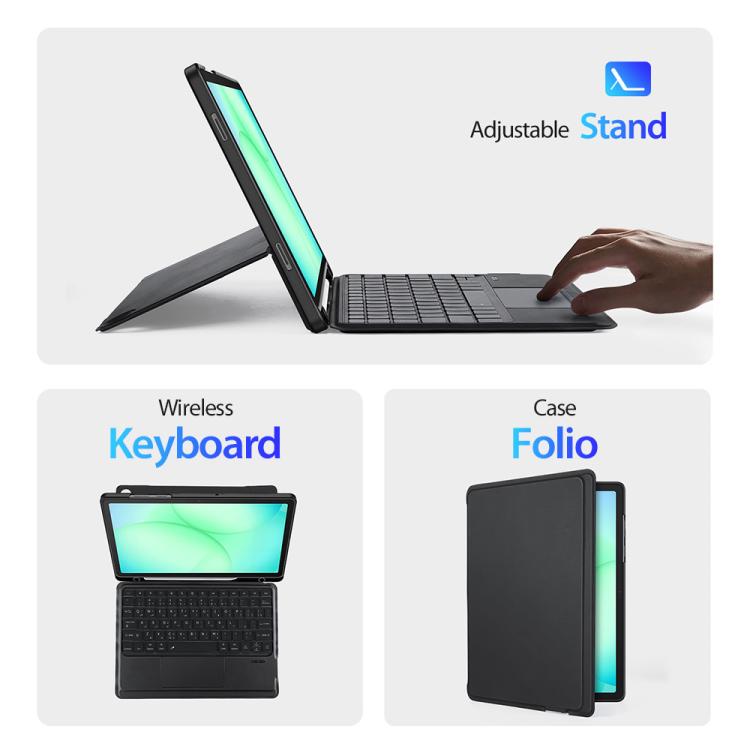 For Galaxy Tab A11+ / Tab A9+ DUX DUCIS DK Series Italian Layout Backlit Bluetooth Keyboard Case - Black
